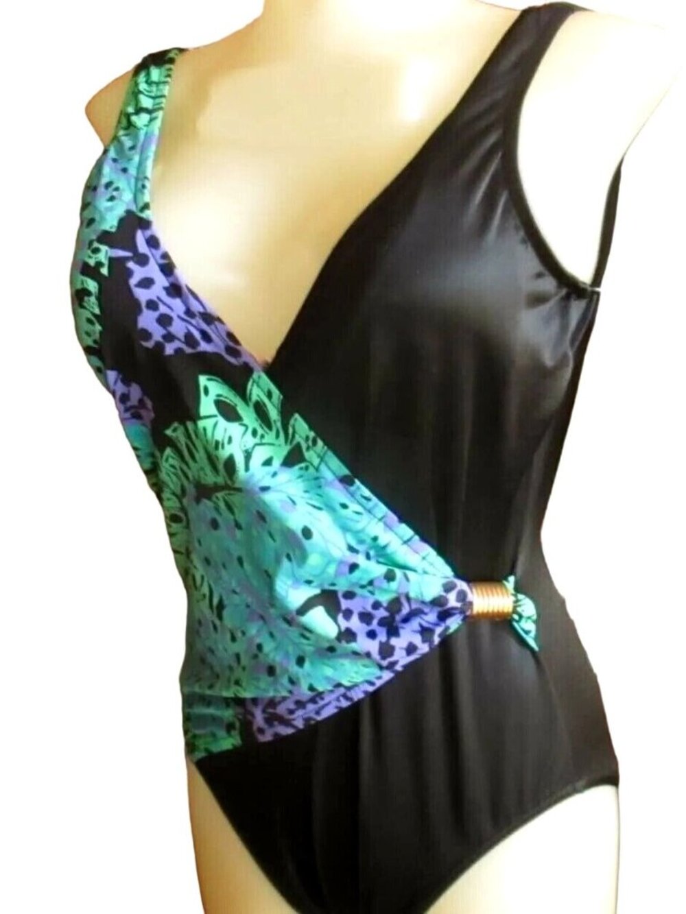 One Piece NEON Sash 10 NWT Vintage Womens Swimsuit NEW 1980's CASTAWAYS SASH